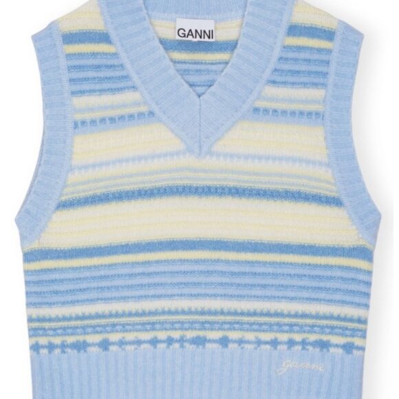 Ganni Sweaters - Ganni Skyway Soft Wool Stripe Vest